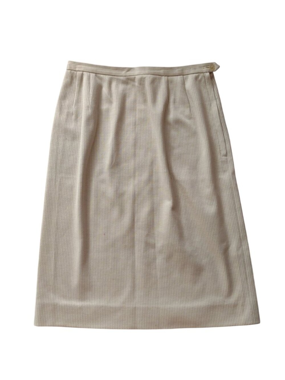 Vintage Mid Century Womens Skirt Suit M L Beige Tonal Stripe 1960s Jackie O - Picture 12 of 16
